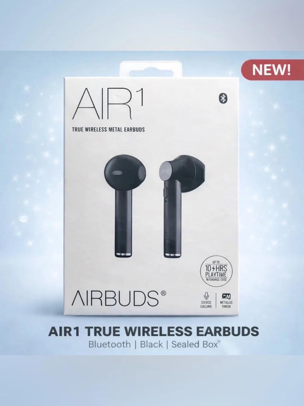 Wireless Bluetooth Earbuds AIR1 Black New Sealed
